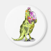 Illustration eines Lambeosaurus, der ein Ei hält. Magnet (Vorne)