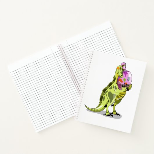 Illustration eines Lambeosaurus, der ein Ei hält. Notizblock (Innenseite)