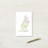 Illustration eines Lambeosaurus, der ein Ei hält. Post-it Klebezettel (Auf Schreibtisch)