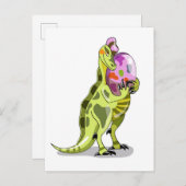 Illustration eines Lambeosaurus, der ein Ei hält. Postkarte (Vorne/Hinten)