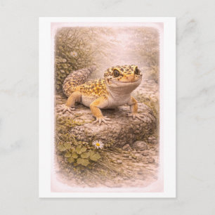 Illustration eines Leopardgeckos im Vintage-Stil Postkarte