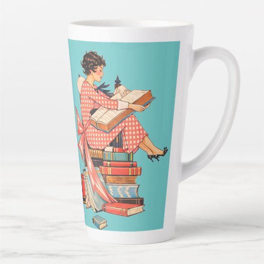 Illustration eines Lesers von Vintage-Büchern Milchtasse (Rechts)