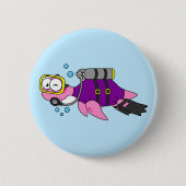 Illustration eines Loch Ness Monster Scuba Divers. Button (Vorderseite)