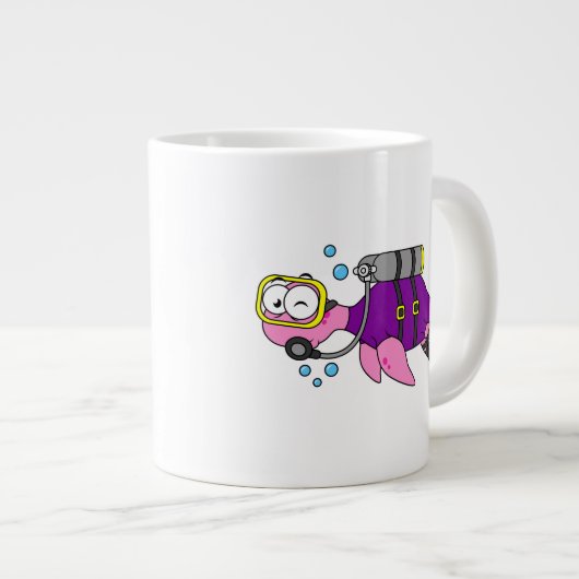 Illustration eines Loch Ness Monster Scuba Divers. Jumbo-Tasse (Vorderseite Rechts)