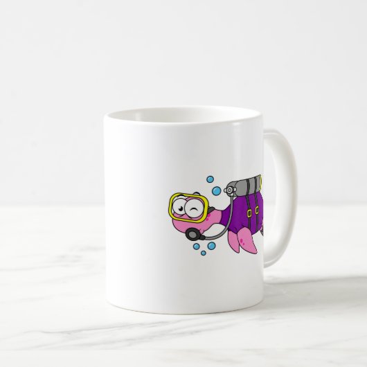 Illustration eines Loch Ness Monster Scuba Divers. Kaffeetasse (VorderseiteRechts)