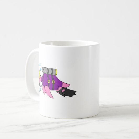 Illustration eines Loch Ness Monster Scuba Divers. Kaffeetasse (Vorderseite Links)