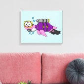 Illustration eines Loch Ness Monster Scuba Divers. Leinwanddruck (Insitu (Wohnzimmer))