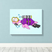 Illustration eines Loch Ness Monster Scuba Divers. Leinwanddruck (Insitu (Holzboden))