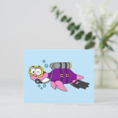 Illustration eines Loch Ness Monster Scuba Divers. Postkarte (Stehend Vorderseite)