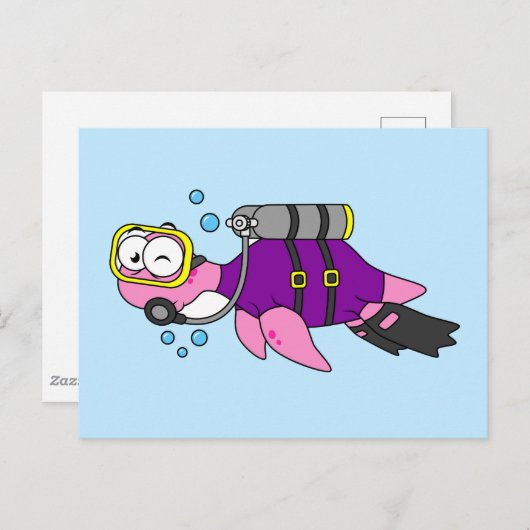 Illustration eines Loch Ness Monster Scuba Divers. Postkarte (Vorne/Hinten)