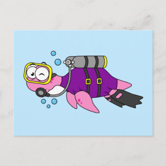 Illustration eines Loch Ness Monster Scuba Divers. Postkarte