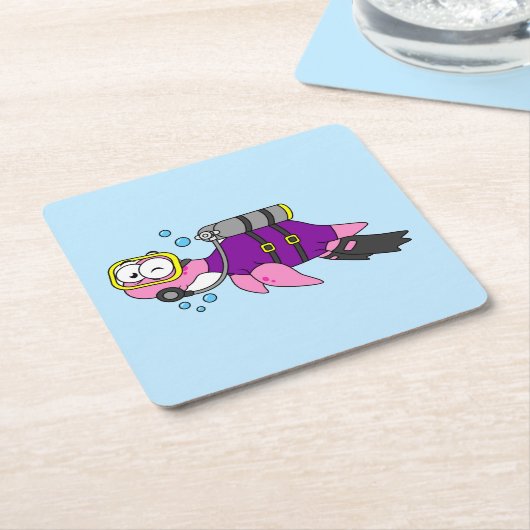 Illustration eines Loch Ness Monster Scuba Divers. Rechteckiger Pappuntersetzer (angewinkelt)