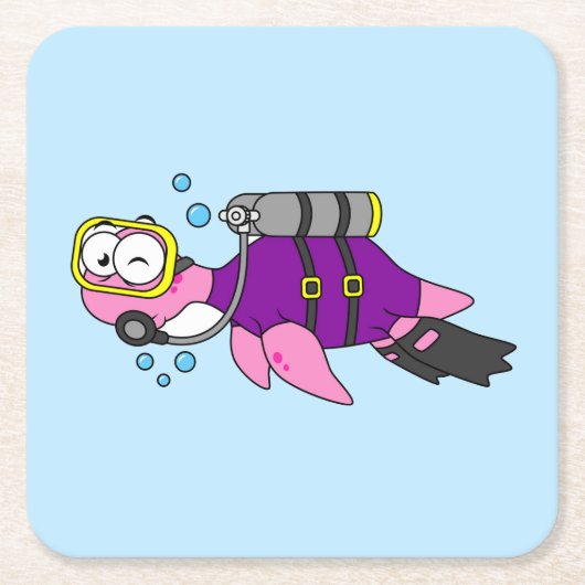 Illustration eines Loch Ness Monster Scuba Divers. Rechteckiger Pappuntersetzer (Vorderseite)