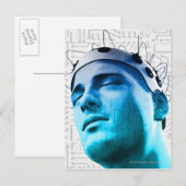 Illustration eines Mannes, der eine Elektroden-Kap Postkarte (Vorne/Hinten)