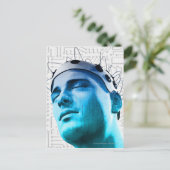 Illustration eines Mannes, der eine Elektroden-Kap Postkarte (Stehend Vorderseite)