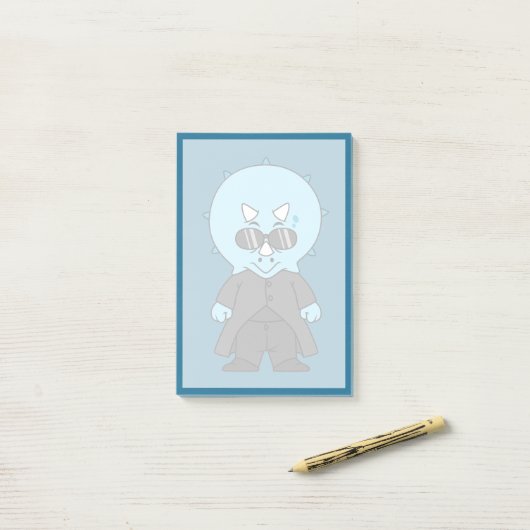 Illustration eines Matrix-Triceratops. Post-it Klebezettel (Auf Schreibtisch)