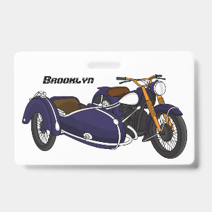 Illustration eines Motorrads mit Beiwagen in Lila Ausweis