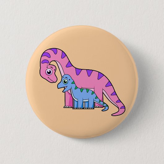 Illustration eines Mutter-Kind-Brachiosaurus. Button (Vorderseite)