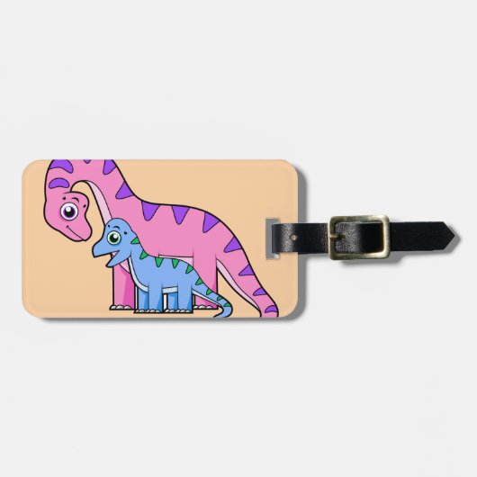 Illustration eines Mutter-Kind-Brachiosaurus. Gepäckanhänger (Vorderseite horizontal)