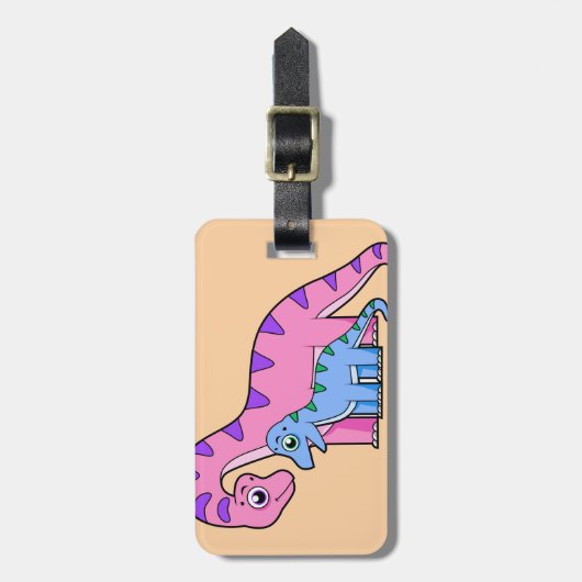 Illustration eines Mutter-Kind-Brachiosaurus. Gepäckanhänger (Vorderseite vertikal)