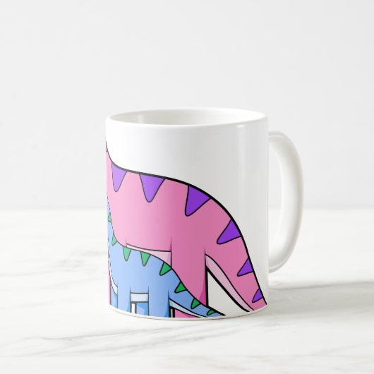Illustration eines Mutter-Kind-Brachiosaurus. Kaffeetasse (VorderseiteRechts)