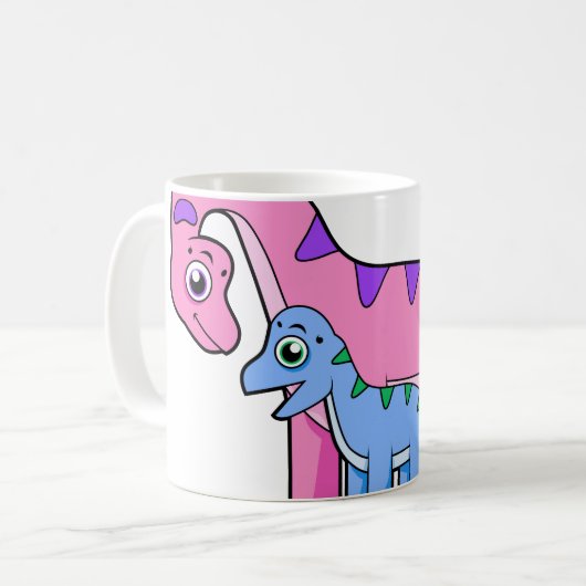 Illustration eines Mutter-Kind-Brachiosaurus. Kaffeetasse (Vorderseite Links)