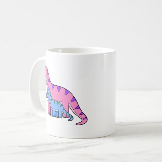 Illustration eines Mutter-Kind-Brachiosaurus. Kaffeetasse (Vorderseite Links)