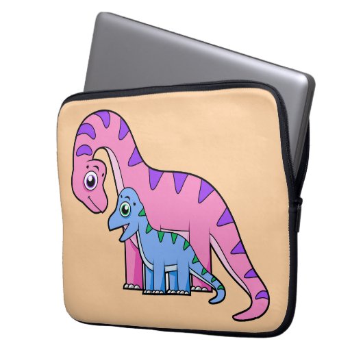 Illustration eines Mutter-Kind-Brachiosaurus. Laptopschutzhülle (Vorderseite Links)