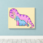 Illustration eines Mutter-Kind-Brachiosaurus. Leinwanddruck (Insitu (Holzboden))
