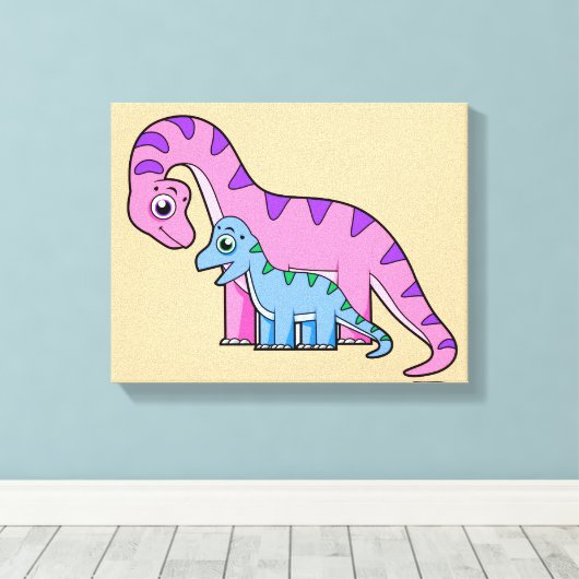 Illustration eines Mutter-Kind-Brachiosaurus. Leinwanddruck (Insitu (Holzboden))