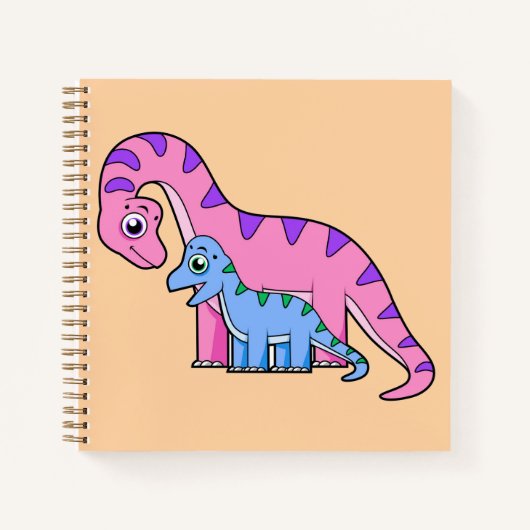Illustration eines Mutter-Kind-Brachiosaurus. Notizblock (Vorderseite)