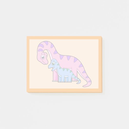 Illustration eines Mutter-Kind-Brachiosaurus. Post-it Klebezettel (Vorderseite)