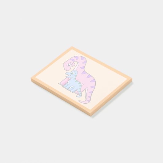 Illustration eines Mutter-Kind-Brachiosaurus. Post-it Klebezettel (angewinkelt)