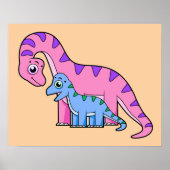 Illustration eines Mutter-Kind-Brachiosaurus. Poster (Vorne)