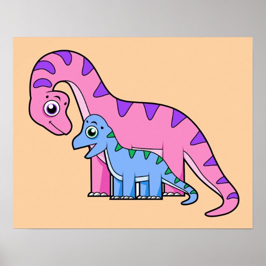 Illustration eines Mutter-Kind-Brachiosaurus. Poster (Vorne)