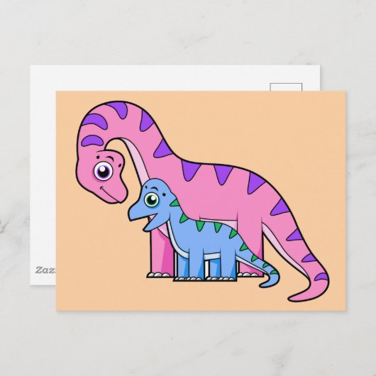 Illustration eines Mutter-Kind-Brachiosaurus. Postkarte (Vorne/Hinten)
