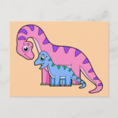 Illustration eines Mutter-Kind-Brachiosaurus. Postkarte (Vorderseite)