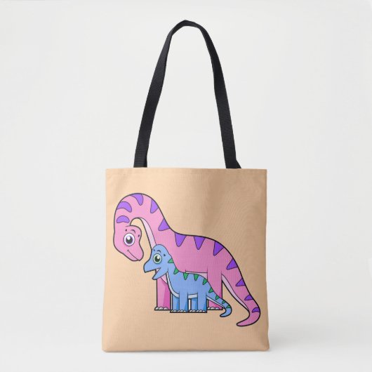 Illustration eines Mutter-Kind-Brachiosaurus. Tasche (Vorderseite)