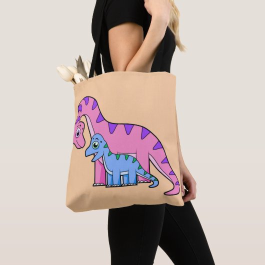 Illustration eines Mutter-Kind-Brachiosaurus. Tasche (Von Nahem)