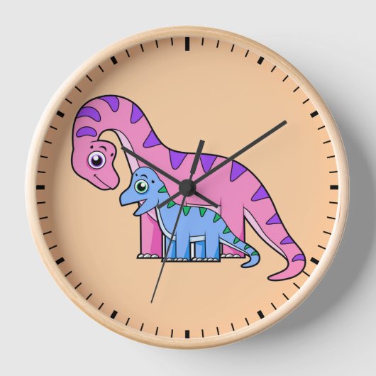 Illustration eines Mutter-Kind-Brachiosaurus. Uhr (Vorderseite)