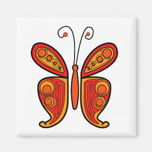 Illustration eines orangen Schmetterlings Magnet