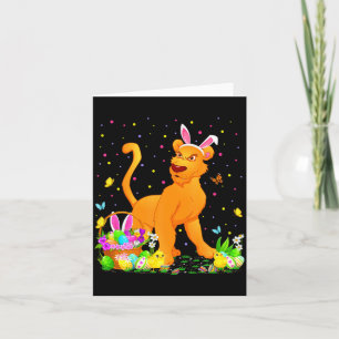 Illustration eines Oster-Pumas-Hasen beim Eiersuch Karte