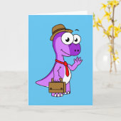 Illustration eines Pachycephalosaurus-Geschäftsman Karte (Gelbe Blume)