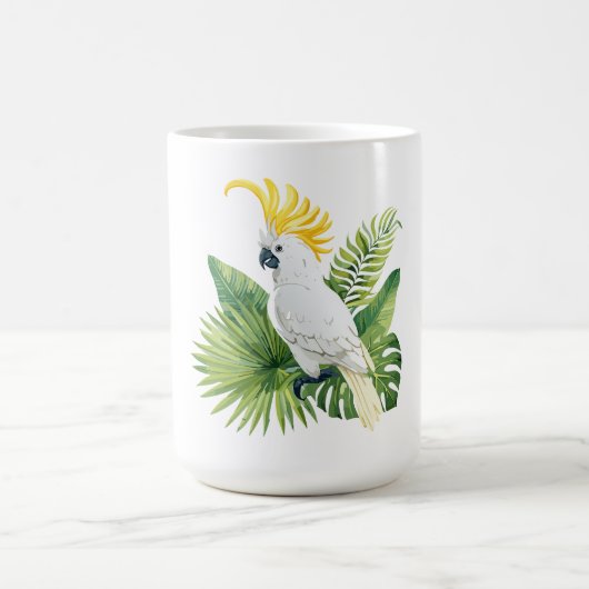 Illustration eines Papageien Kakadus Kaffeetasse (Mittel)