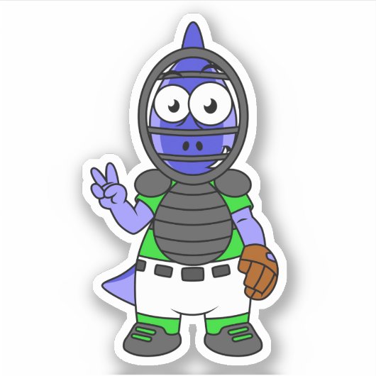 Illustration eines Parasaurolophus-Baseballfängers Aufkleber (Vorderseite)