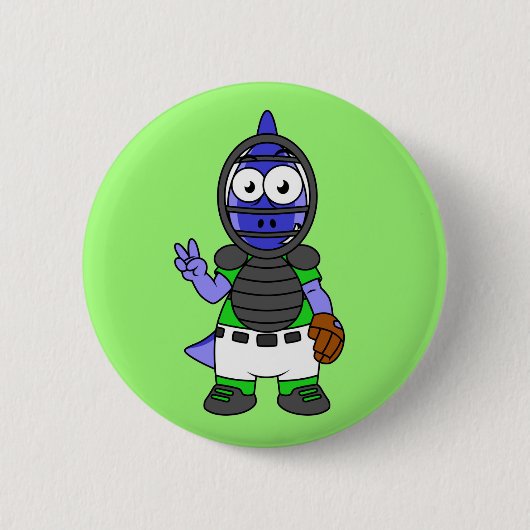 Illustration eines Parasaurolophus-Baseballfängers Button (Vorderseite)