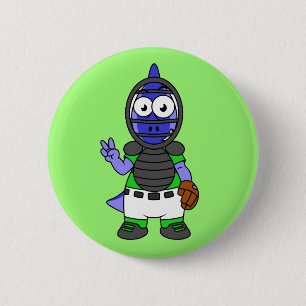 Illustration eines Parasaurolophus-Baseballfängers Button