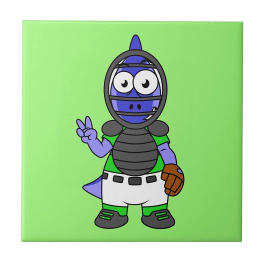 Illustration eines Parasaurolophus-Baseballfängers Fliese (Vorderseite)