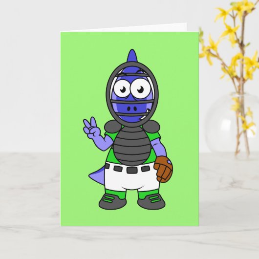 Illustration eines Parasaurolophus-Baseballfängers Karte (Gelbe Blume)