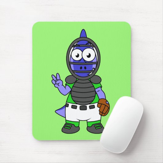 Illustration eines Parasaurolophus-Baseballfängers Mousepad (Mit Mouse)